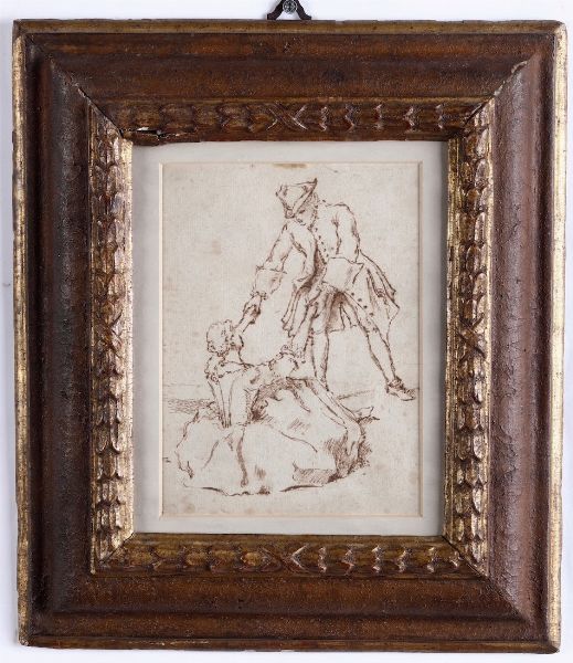 Anonimo del XIX-XX secolo Scena galante  - Asta Dipinti Antichi - Associazione Nazionale - Case d'Asta italiane