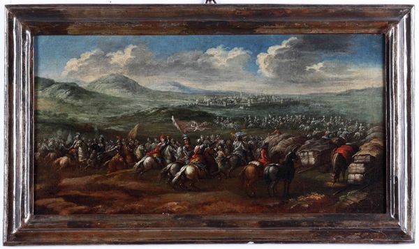 Scuola del XVII secolo Scontro di cavalleria  - Asta Dipinti Antichi - Associazione Nazionale - Case d'Asta italiane