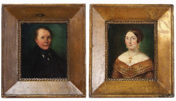 Scuola del XIX secolo Ritratti di coniugi  - Asta Dipinti Antichi - Associazione Nazionale - Case d'Asta italiane