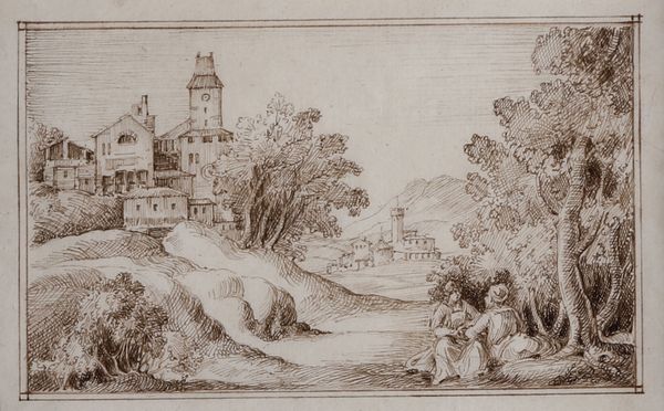 Anonimo del XIX secolo Paesaggio con amanti  - Asta Dipinti Antichi - Associazione Nazionale - Case d'Asta italiane