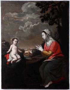 Scuola emiliana del XVII secolo Madonna della ghiara  - Asta Dipinti Antichi - Associazione Nazionale - Case d'Asta italiane
