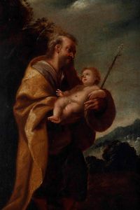 Scuola del XVII secolo San Francesco e San Giuseppe con il Bambino  - Asta Dipinti Antichi - Associazione Nazionale - Case d'Asta italiane