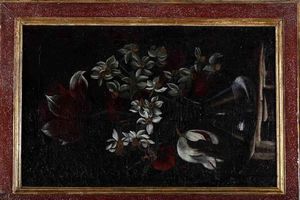 Scuola del XVII secolo Natura morta con vaso di fiori  - Asta Dipinti Antichi - Associazione Nazionale - Case d'Asta italiane