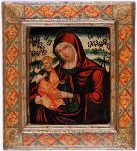 Scuola veneto cretese del XVI secolo Madonna con Bambino  - Asta Dipinti Antichi - Associazione Nazionale - Case d'Asta italiane