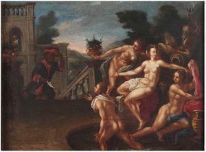 Scuola dellItalia centrale del XVII secolo Davide e Betsabea  - Asta Dipinti Antichi - Associazione Nazionale - Case d'Asta italiane