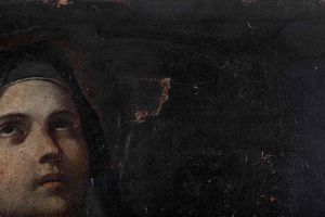 Scuola del XVII secolo Santa Gertrude  - Asta Dipinti Antichi - Associazione Nazionale - Case d'Asta italiane
