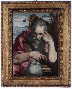 Agostino Carracci, copia da - San Girolamo in meditazione