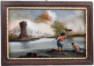 Scuola del XVIII secolo Vedute costiere  - Asta Dipinti Antichi - Associazione Nazionale - Case d'Asta italiane