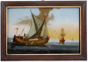 Scuola del XVIII secolo Vedute costiere  - Asta Dipinti Antichi - Associazione Nazionale - Case d'Asta italiane