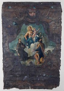 Scuola del XVIII secolo Madonna con Bambino e santi  - Asta Dipinti Antichi - Associazione Nazionale - Case d'Asta italiane