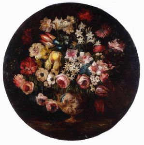 Andrea Scacciati, nei modi di : Nature morte con vasi di fiori  - Asta Dipinti Antichi - Associazione Nazionale - Case d'Asta italiane