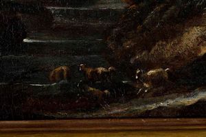 Antonio Francesco Peruzzini, alla maniera di : Paesaggio con pastore  - Asta Dipinti Antichi - Associazione Nazionale - Case d'Asta italiane