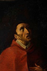 Scuola del XVII secolo San Carlo Borromeo  - Asta Dipinti Antichi - Associazione Nazionale - Case d'Asta italiane