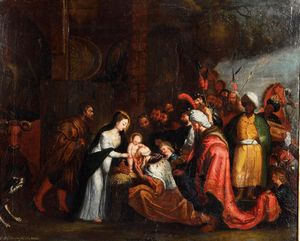 Pietro Paolo Rubens, copia da : Adorazione dei Magi  - Asta Dipinti Antichi - Associazione Nazionale - Case d'Asta italiane