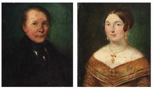 Scuola del XIX secolo Ritratti di coniugi  - Asta Dipinti Antichi - Associazione Nazionale - Case d'Asta italiane