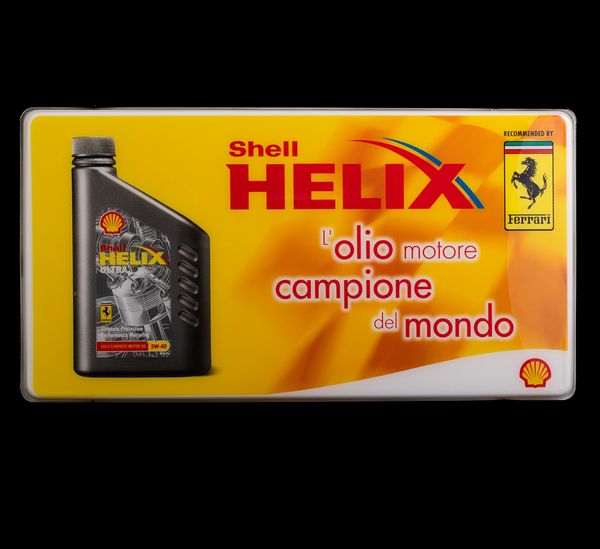 Insegna luminosa Shell Helix - raccomandato da Ferrari.  - Asta POP Culture e Manifesti d'epoca - Associazione Nazionale - Case d'Asta italiane