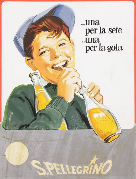 Mario Guida : Una per la sete una per la gola - S. Pellegrino.  - Asta POP Culture e Manifesti d'epoca - Associazione Nazionale - Case d'Asta italiane