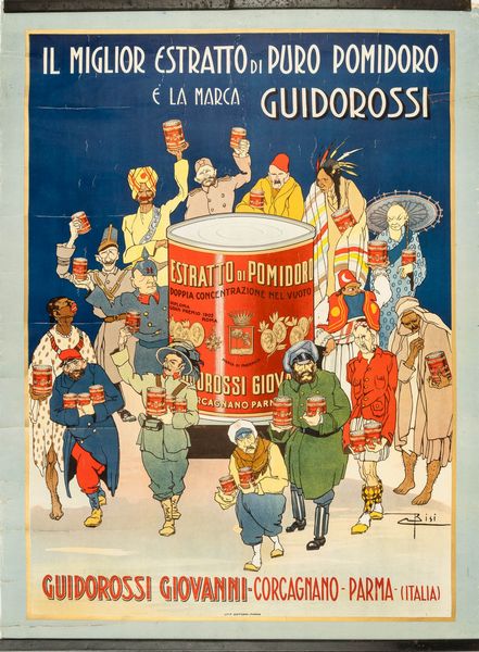 Carlo Bisi : Il miglior estratto di puro pomodoro - Guidorossi.  - Asta POP Culture e Manifesti d'epoca - Associazione Nazionale - Case d'Asta italiane