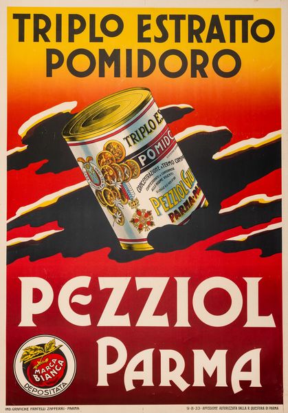 Anonimo : Triplo Estratto Pomidoro - Pezziol Parma.  - Asta POP Culture e Manifesti d'epoca - Associazione Nazionale - Case d'Asta italiane