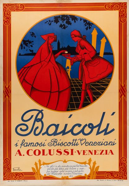 Emka : Biscotti Veneziani Baicoli - Colussi, Venezia.  - Asta POP Culture e Manifesti d'epoca - Associazione Nazionale - Case d'Asta italiane
