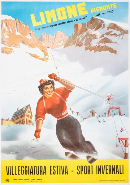 CARLO PRANDONI : Limone Piemonte giallo.  - Asta POP Culture e Manifesti d'epoca - Associazione Nazionale - Case d'Asta italiane