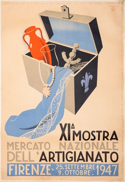 G. Piombanti : Mercato Nazionale dellArtigianato - Firenze 1947.  - Asta POP Culture e Manifesti d'epoca - Associazione Nazionale - Case d'Asta italiane
