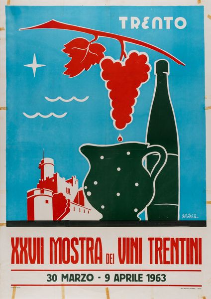 Dario Fozzer : XXVII Mostra dei Vini Trentini, Trento.  - Asta POP Culture e Manifesti d'epoca - Associazione Nazionale - Case d'Asta italiane