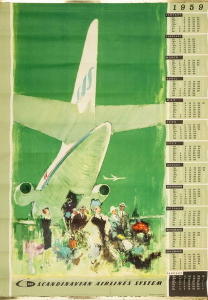 Anonimo : SAS -  linee aeree scandinave.  - Asta POP Culture e Manifesti d'epoca - Associazione Nazionale - Case d'Asta italiane