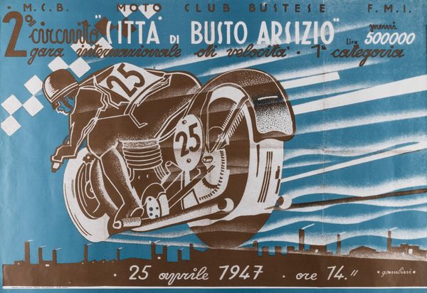 Ivanhoe Gambini : 2 Circuito Motociclistico - Citt di Busto Arsizio.  - Asta POP Culture e Manifesti d'epoca - Associazione Nazionale - Case d'Asta italiane