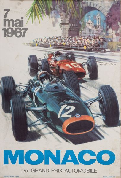 Michael Turner : Gran Prix Automobile Monaco 1967.  - Asta POP Culture e Manifesti d'epoca - Associazione Nazionale - Case d'Asta italiane