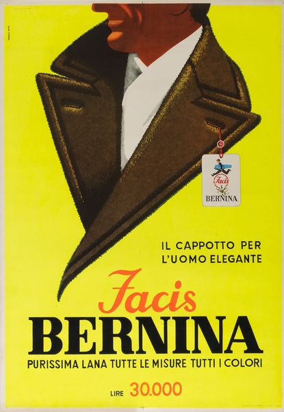 Armando Testa : Facis Bernina - Cappotto.  - Asta POP Culture e Manifesti d'epoca - Associazione Nazionale - Case d'Asta italiane