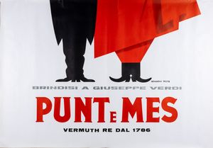 Armando Testa : Punt e Mes - Giuseppe Verdi.  - Asta POP Culture e Manifesti d'epoca - Associazione Nazionale - Case d'Asta italiane