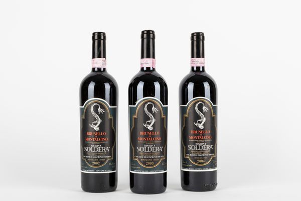 Toscana : Verticale Soldera Case Basse Brunello di Montalcino Riserva 2002-2004 (3 BT)  - Asta Vini e Distillati - Associazione Nazionale - Case d'Asta italiane