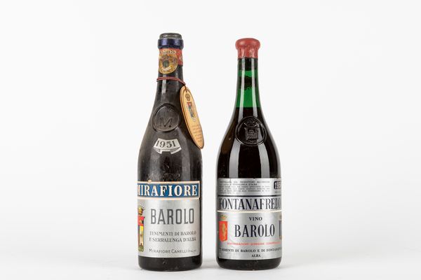 Piemonte : Mirafiore e Fontanafredda Barolo 1951-1958 (2 BT)  - Asta Vini e Distillati - Associazione Nazionale - Case d'Asta italiane