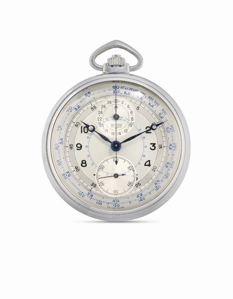 HEUER : cronografo da tasca, anni 40  - Asta Orologi - Associazione Nazionale - Case d'Asta italiane