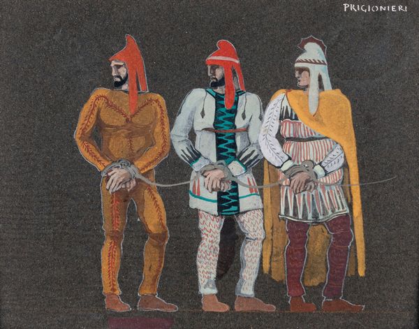 DUILIO CAMBELLOTTI : Prigionieri - studio per l'opera Cassandra di V. Gnecchi  - Asta Arte Moderna e Contemporanea - Associazione Nazionale - Case d'Asta italiane