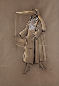 Danilo Donati - Suora per sfilata di moda ecclesiastica - bozzetto per Roma di Federico Fellini