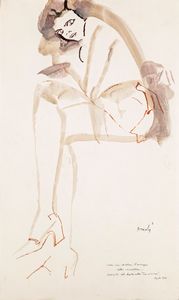 Marcello Avenali - Donna seduta, acquarello