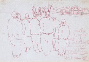 Lorenzo Viani - Uomini in cortile