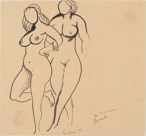 Renato Guttuso : Due nudi di donna  - Asta Arte Moderna e Contemporanea - Associazione Nazionale - Case d'Asta italiane