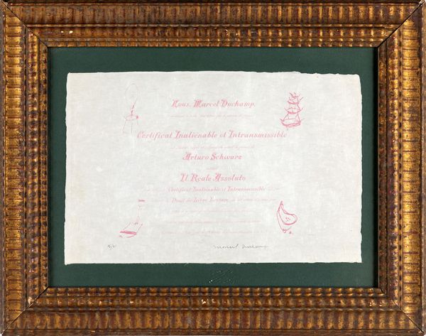 Marcel Duchamp : Senza titolo  - Asta Grafica Internazionale e Multipli d'Autore - Associazione Nazionale - Case d'Asta italiane