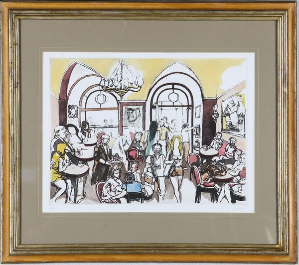 Renato Guttuso : Caff� Greco  - Asta Grafica Internazionale e Multipli d'Autore - Associazione Nazionale - Case d'Asta italiane