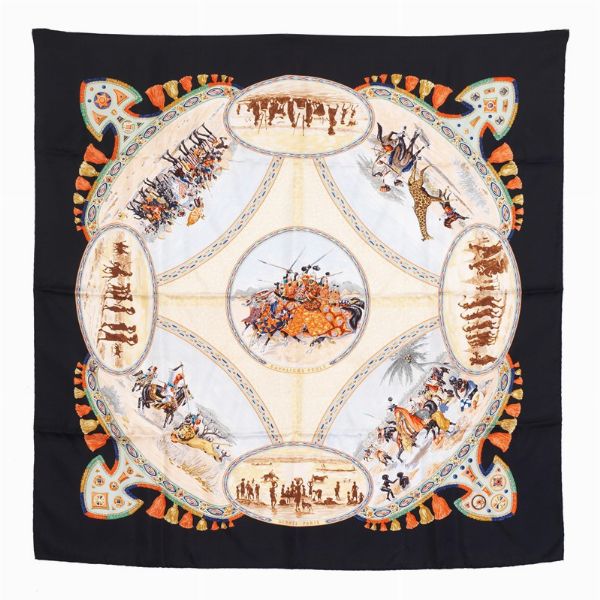 HERMES : HERMES FOULARD "CAVALIERS PEULS"  - Asta VINTAGE: BORSE E ACCESSORI DI HERMES, LOUIS VUITTON E ALTRE GRANDI MAISON - Associazione Nazionale - Case d'Asta italiane