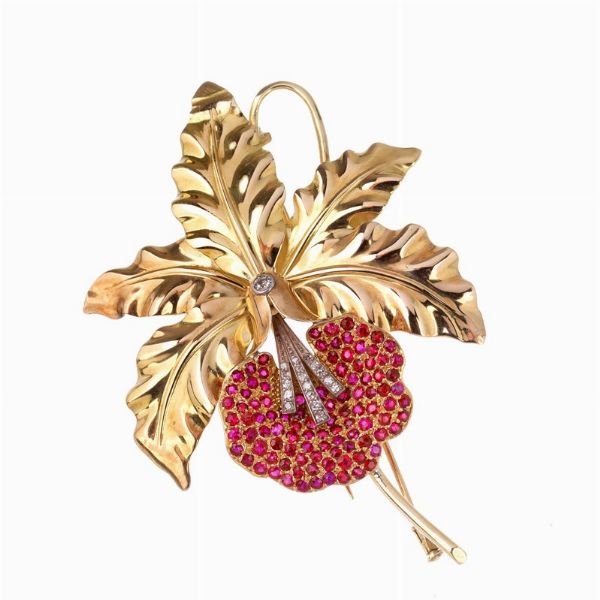 SPILLA A TRALCIO FIORITO  - Asta Gioielli  - Associazione Nazionale - Case d'Asta italiane