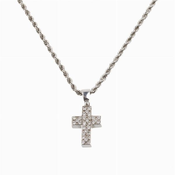 COLLANA CON PENDENTE A CROCE  - Asta Gioielli  - Associazione Nazionale - Case d'Asta italiane