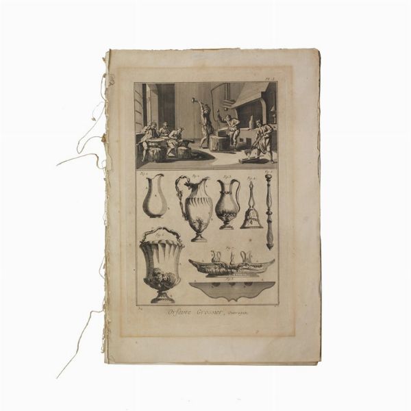 SERIE DI 17 TAVOLE E INDICE DA L'   ENCYCLOP&Eacute;DIE, OU DICTIONNAIRE RAISONN&Eacute; DES SCIENCES, DES ARTS ET DES M&Eacute;TIERS   DI DENIS DIDEROT E JEAN LE ROND D'ALEMBERT -   ORF&Egrave;VRE GROSSIER, OUVRAGES  - Asta Gioielli  - Associazione Nazionale - Case d'Asta italiane