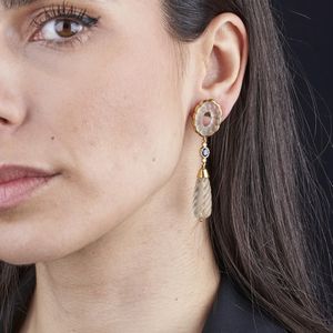PAIO DI ORECCHINI PENDENTI CON CRISTALLO DI ROCCA  - Asta Gioielli  - Associazione Nazionale - Case d'Asta italiane