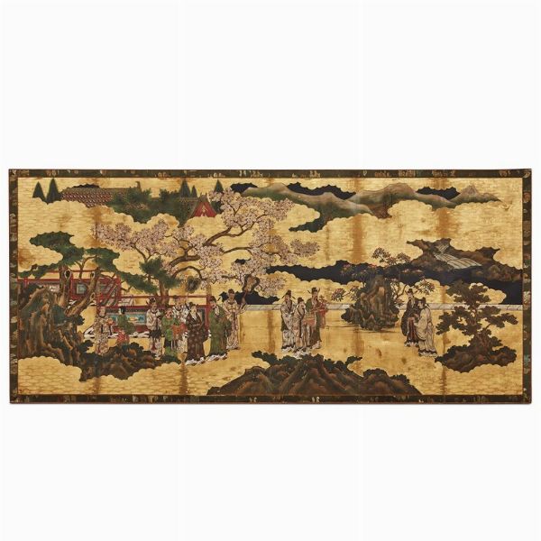 PARAVENTO, GIAPPONE, SECOLO XIX  - Asta INTERNATIONAL FINE ART E UNA IMPORTANTE COLLEZIONE DI PENDOLE AU BON SAUVAGE - Associazione Nazionale - Case d'Asta italiane