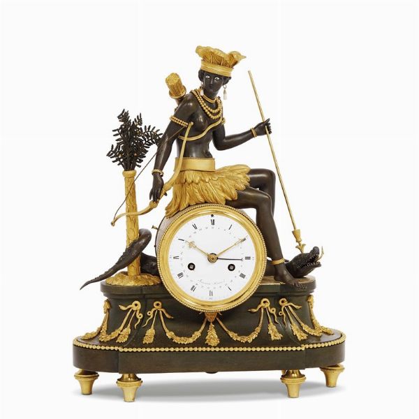 OROLOGIO DA CAMINO, DEVERBERIE & CIE., PARIGI, 1800-1810  - Asta INTERNATIONAL FINE ART E UNA IMPORTANTE COLLEZIONE DI PENDOLE AU BON SAUVAGE - Associazione Nazionale - Case d'Asta italiane