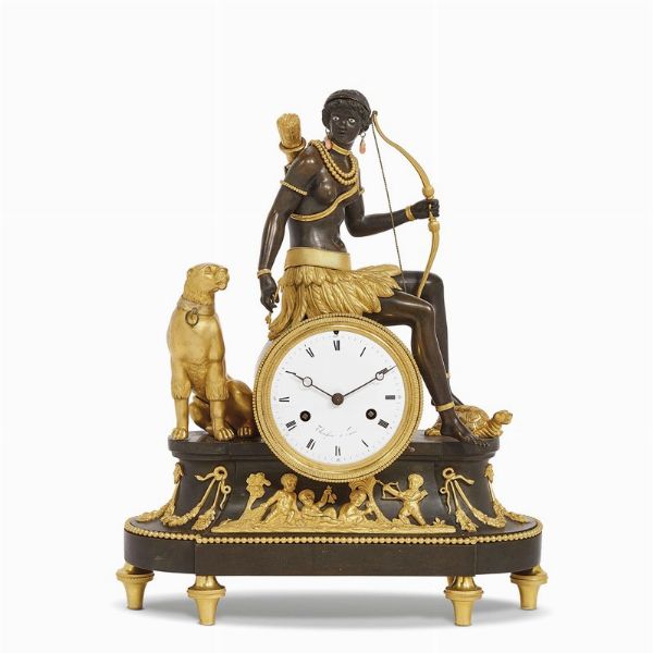 OROLOGIO DA CAMINO, DEVERBERIE & CIE., PARIGI, 1800-1810  - Asta INTERNATIONAL FINE ART E UNA IMPORTANTE COLLEZIONE DI PENDOLE AU BON SAUVAGE - Associazione Nazionale - Case d'Asta italiane